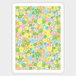 RETRO FLORAL PATTERN 70S GROOVY PASTEL PINK YELLOW GREEN BLUE FLOWER MARKET SCANDINAVIAN MEADOW MIDSOMMAR Sticker